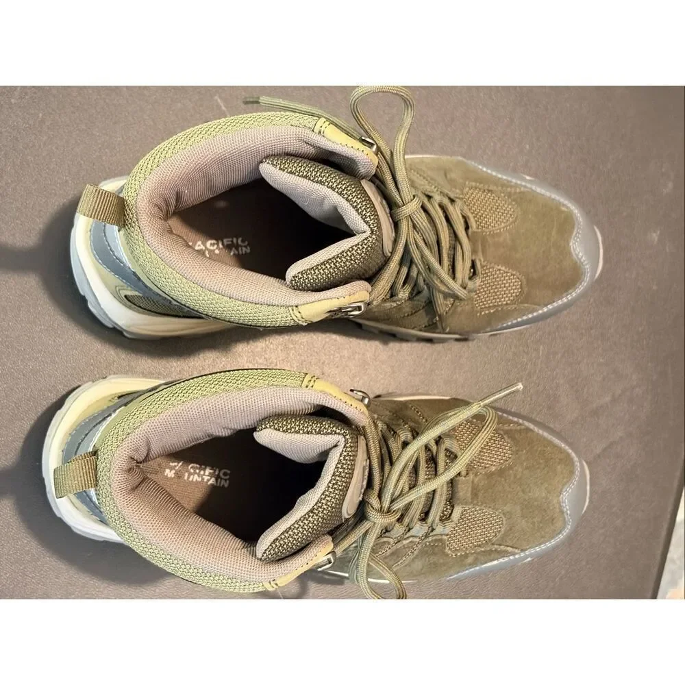 PACIFIC MOUNTAIN • BOULDER Olive Green Waterproof Hiking Ankle Boot • Ladies 9